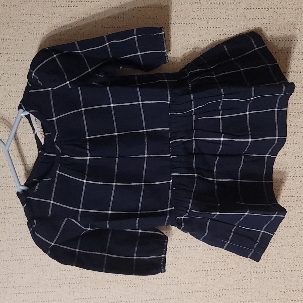 BEEBAY BABY GIRL LONG SLEEVE CHECKERED DRESS: BLUE/WHITE: NWOT: 3-6 MTH